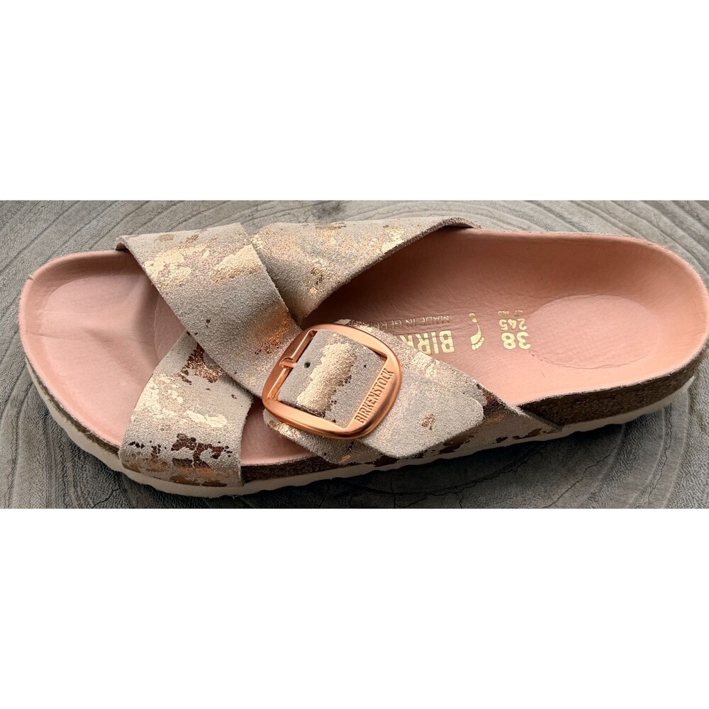 Birkenstock Sandals US7.5 Siena Washed Metallic Big Buckle Copper LEFT SHOE ONLY